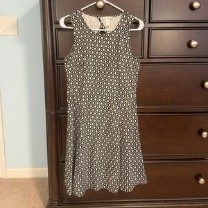 H & M black geometric pattern skater dress size large